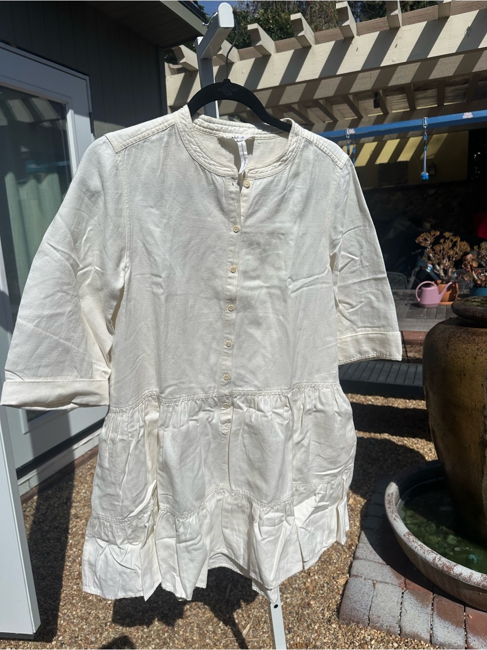Apiece Apart Cream Button-Front Tiered Tunic